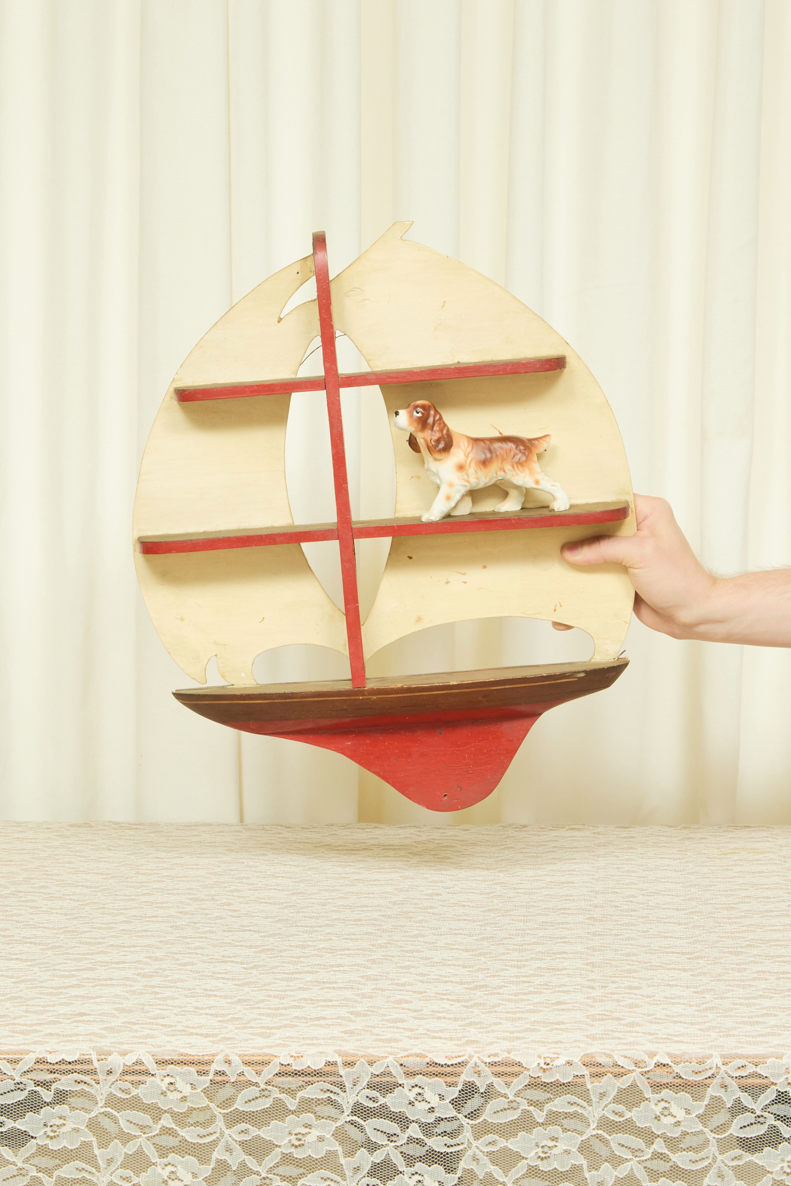 Vintage Sailboat Wooden Shelf