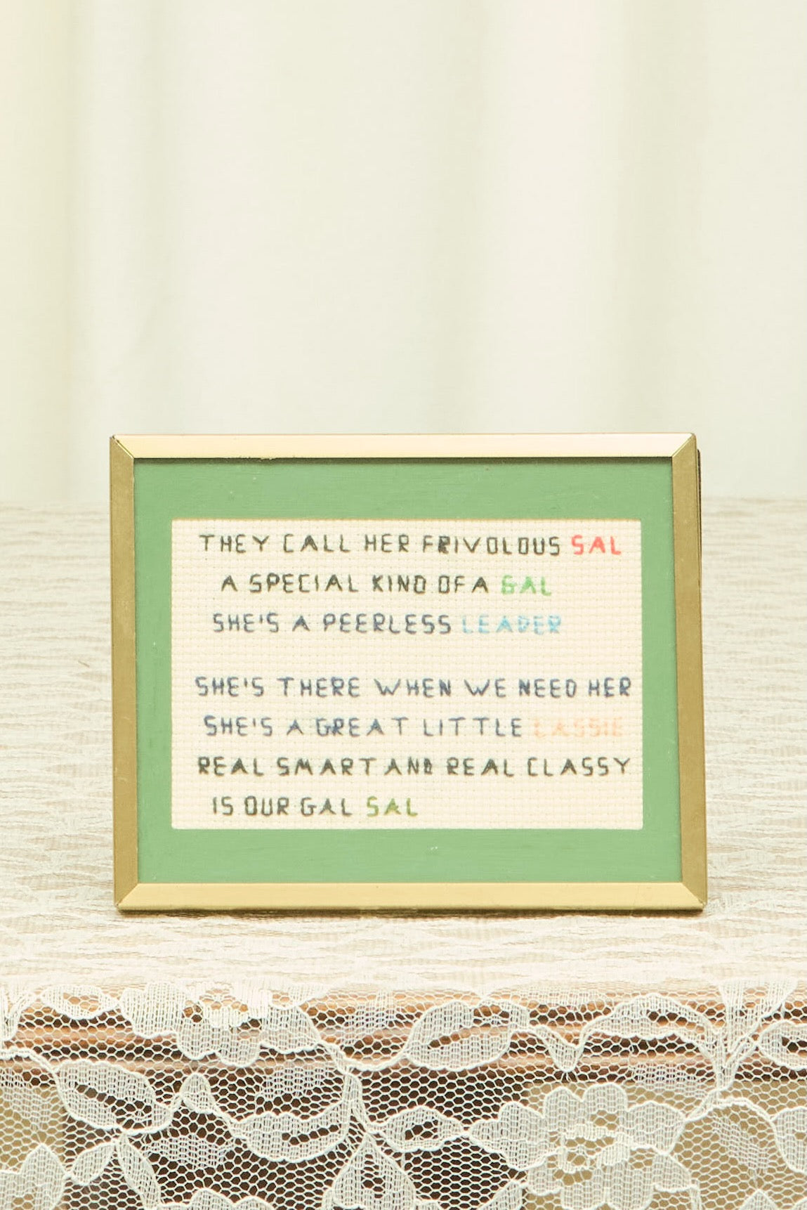 Vintage "Sal" Framed Cross Stitch