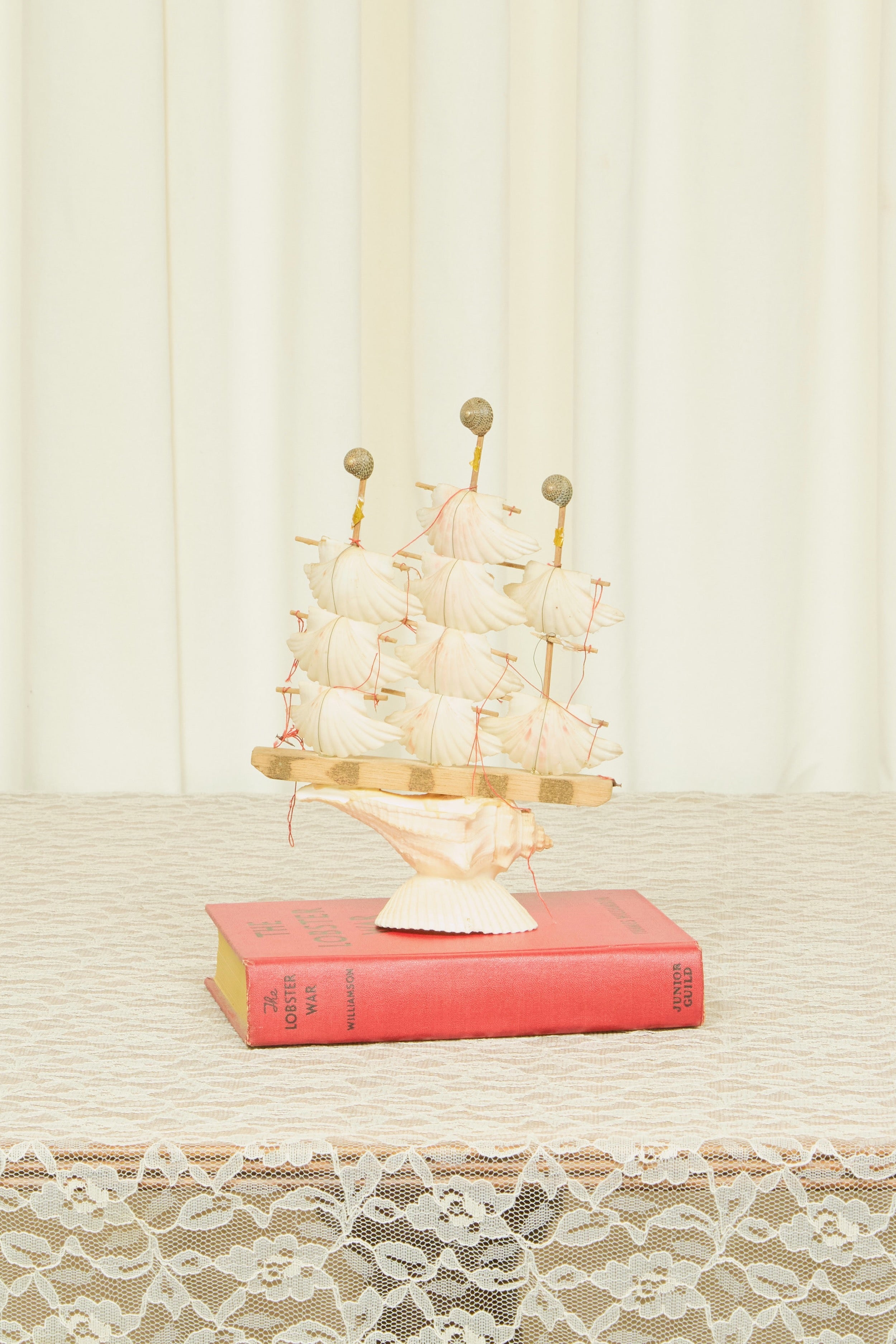 Vintage Seashell Sailboat Figurine