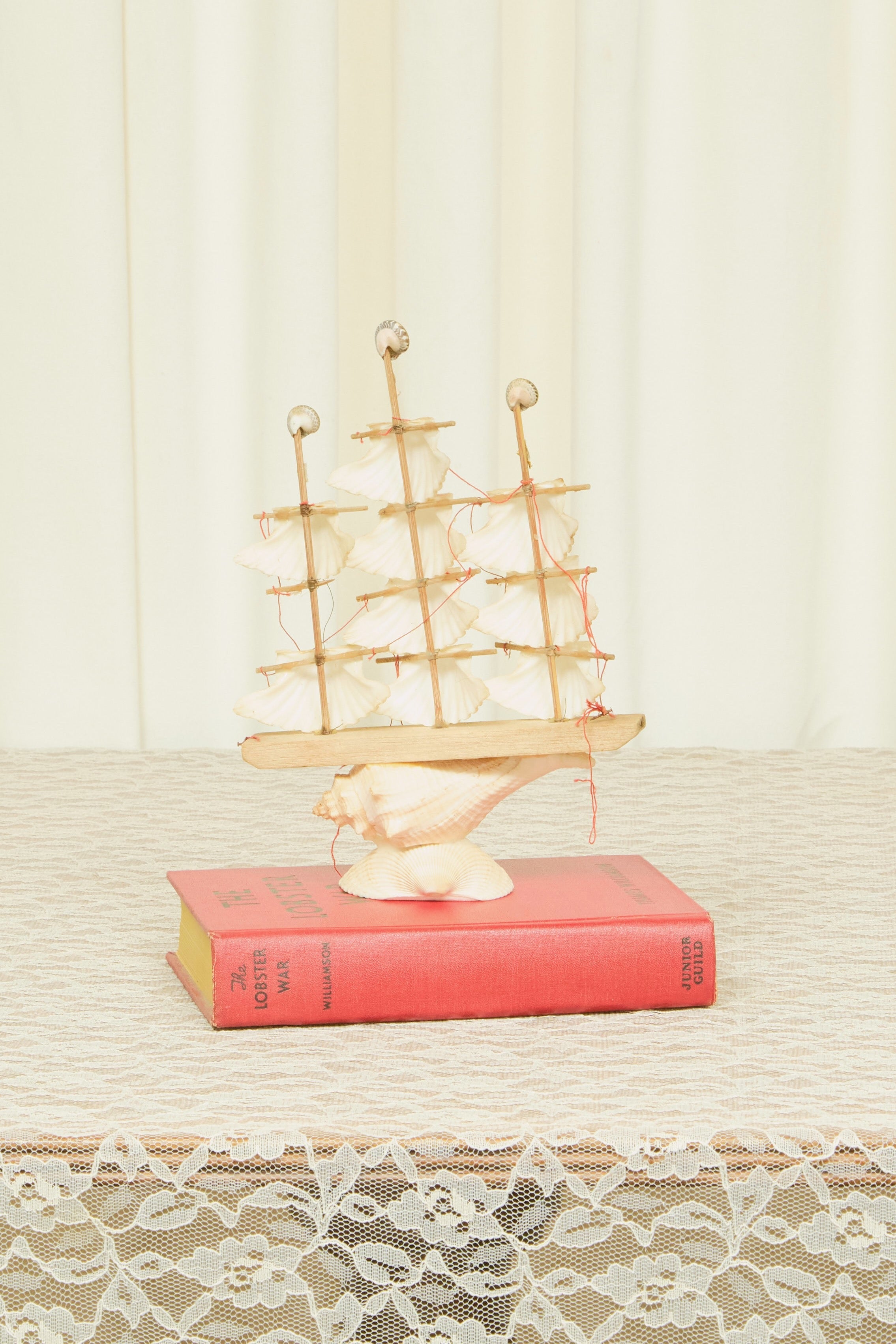 Vintage Seashell Sailboat Figurine