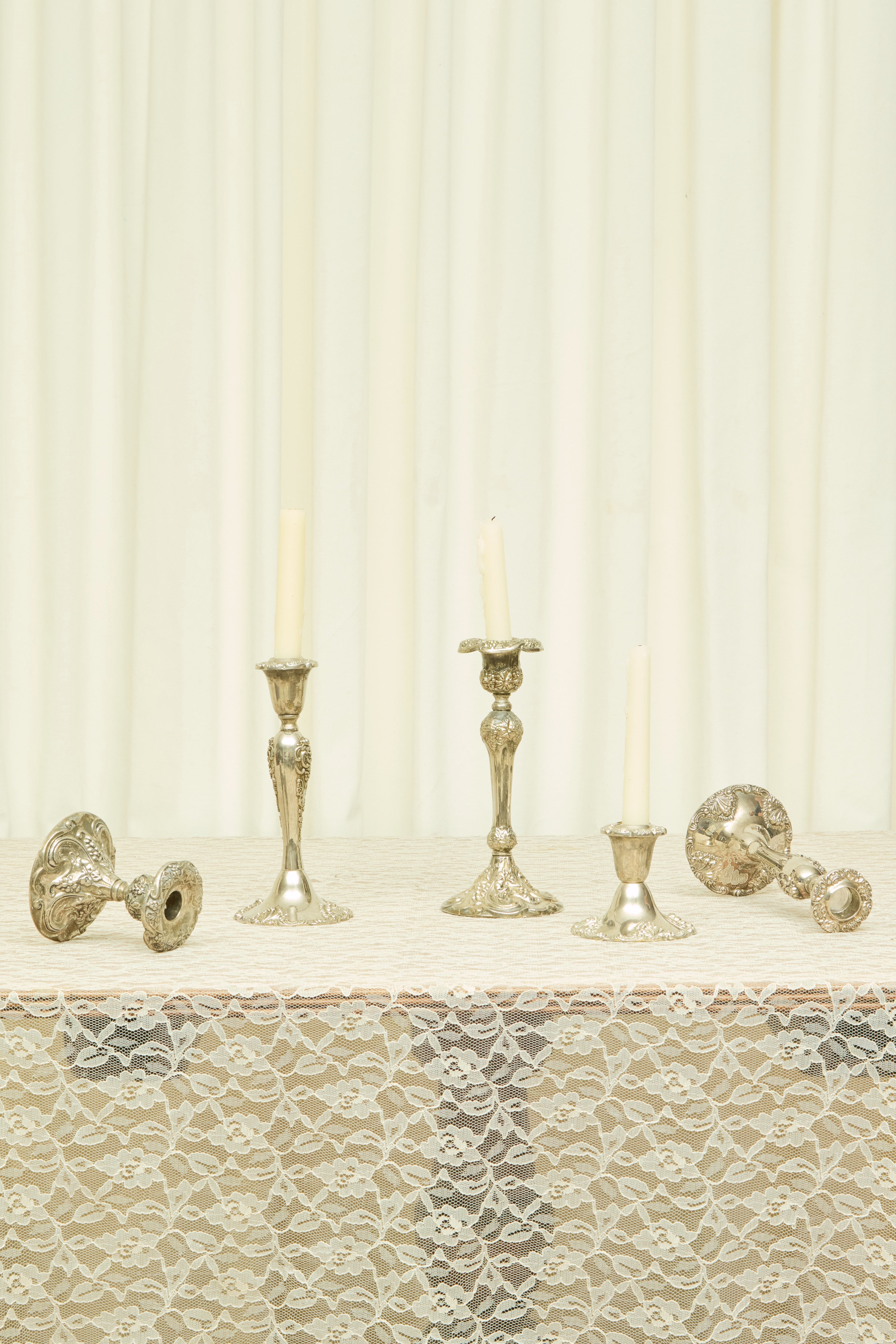 Vintage Silver Candle Holder Set/5