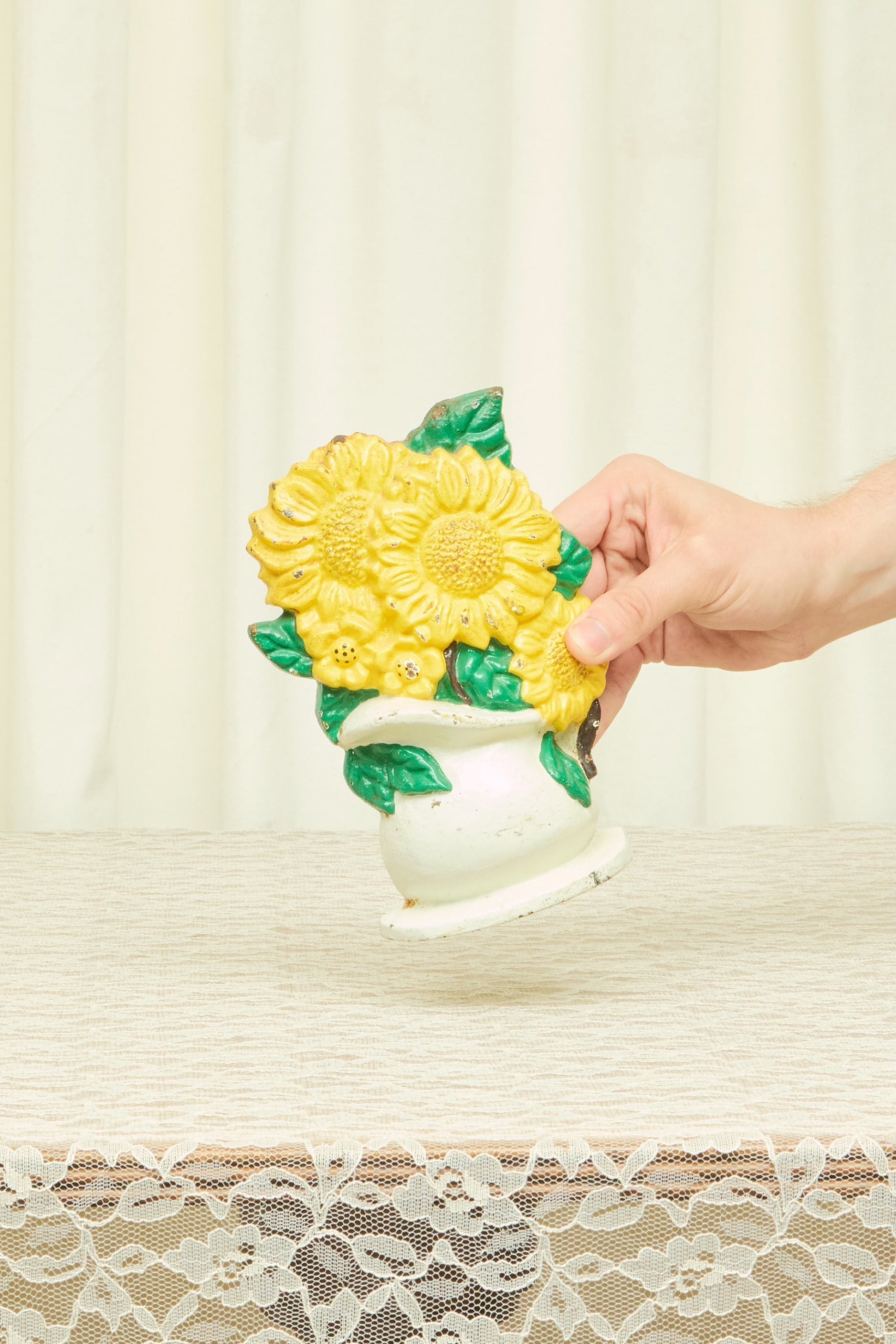 Vintage Sunflower Cast Iron Door Stop