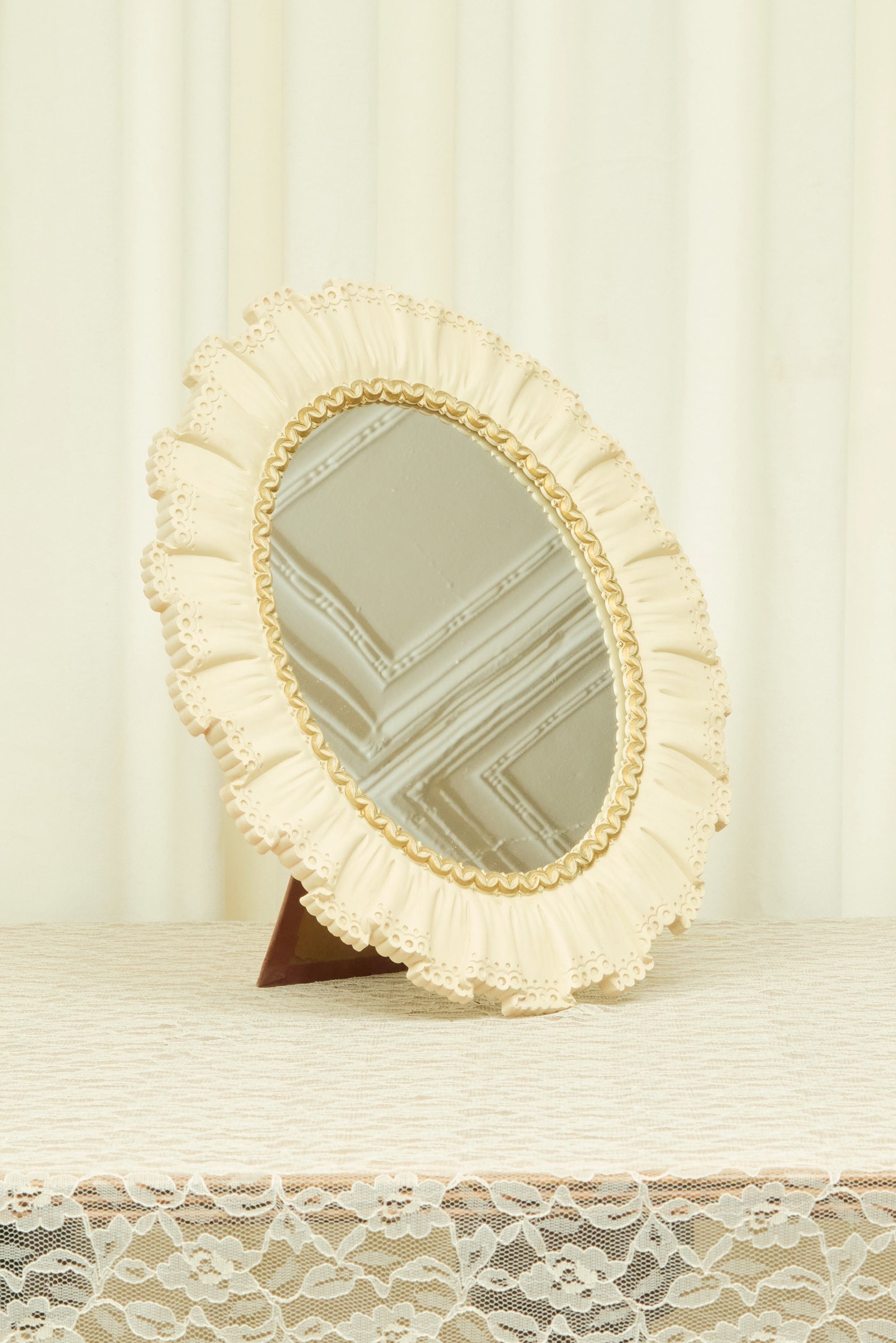 Vintage Trompe L'oiel Ruffle Vanity/Wall Mirror