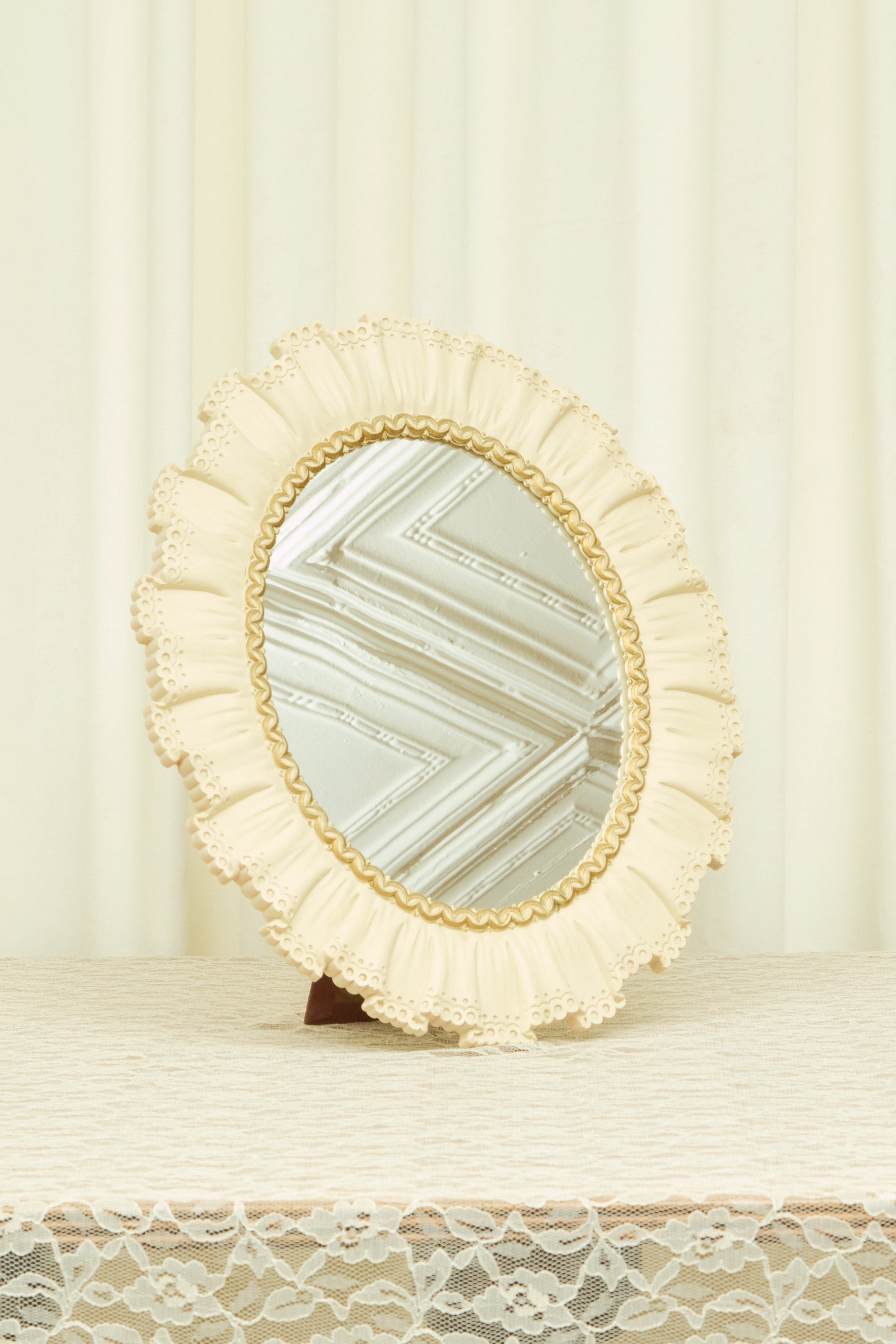 Vintage Trompe L'oiel Ruffle Vanity/Wall Mirror