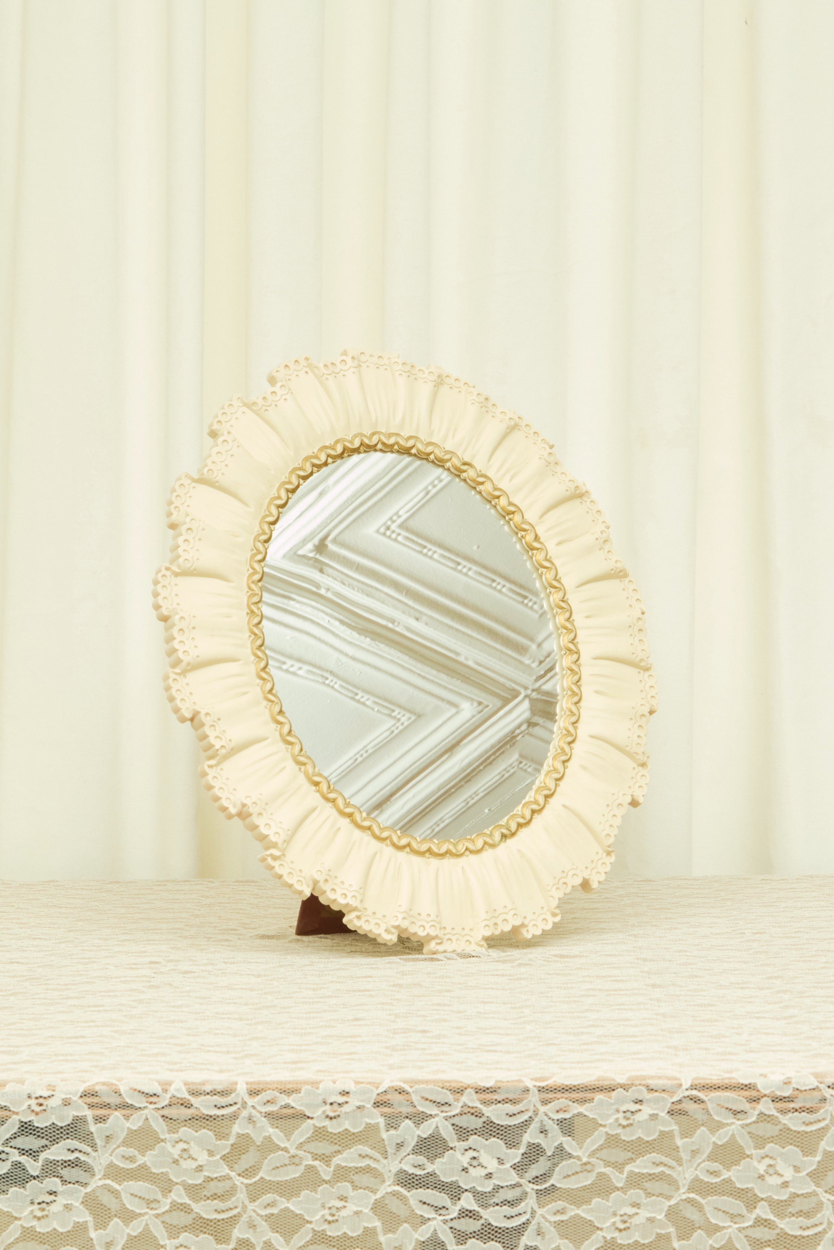 Vintage Trompe L'oiel Ruffle Vanity/Wall Mirror