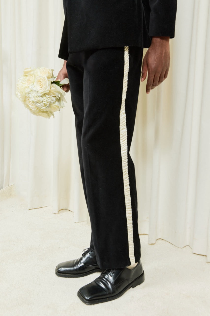 Willie Ruched Stripe Velvet Trouser